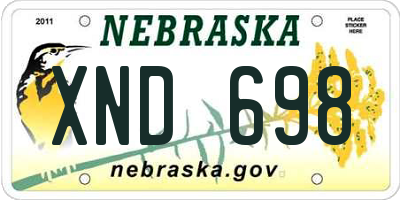 NE license plate XND698