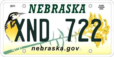 NE license plate XND722