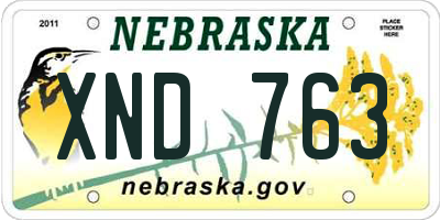 NE license plate XND763