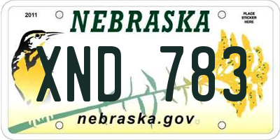 NE license plate XND783