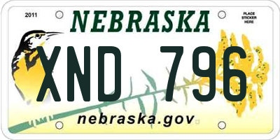 NE license plate XND796