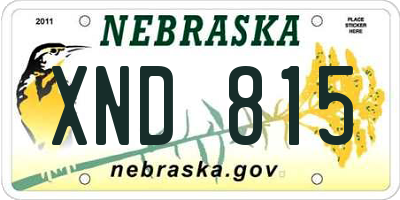 NE license plate XND815