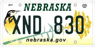 NE license plate XND830