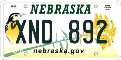 NE license plate XND892