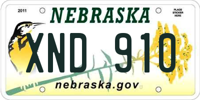 NE license plate XND910
