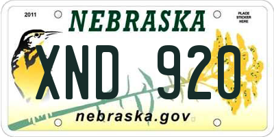 NE license plate XND920