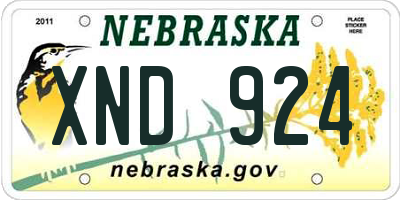 NE license plate XND924