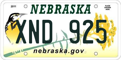 NE license plate XND925