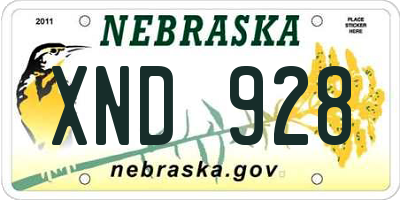 NE license plate XND928