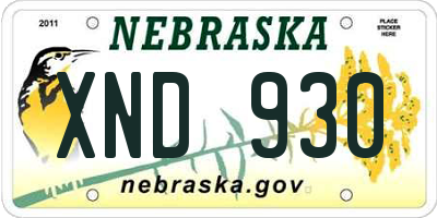 NE license plate XND930