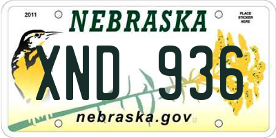 NE license plate XND936