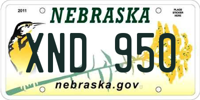 NE license plate XND950