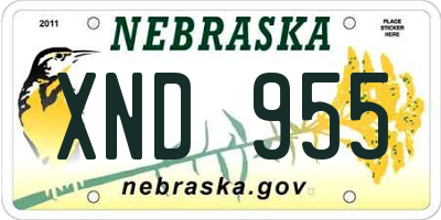 NE license plate XND955