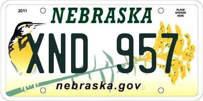 NE license plate XND957