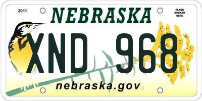 NE license plate XND968