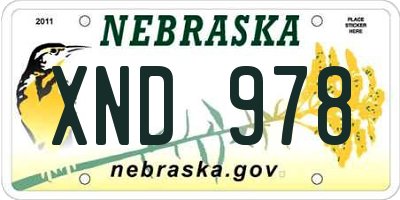NE license plate XND978