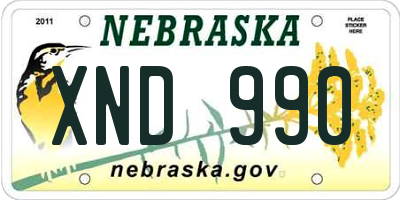 NE license plate XND990
