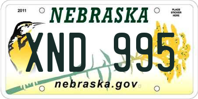 NE license plate XND995