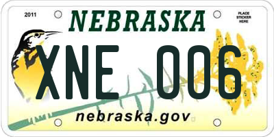 NE license plate XNE006