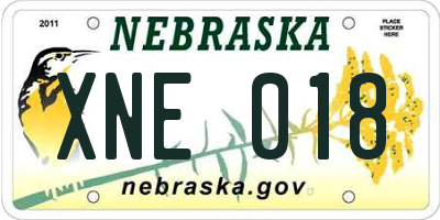 NE license plate XNE018