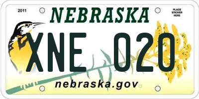 NE license plate XNE020