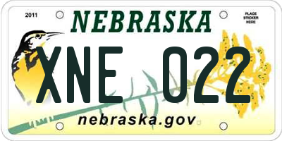 NE license plate XNE022