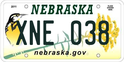 NE license plate XNE038