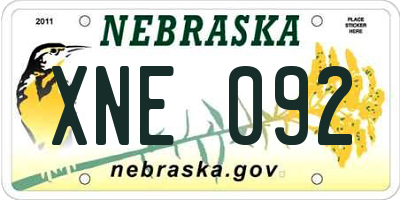 NE license plate XNE092