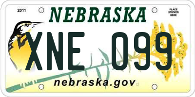 NE license plate XNE099