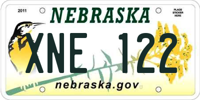 NE license plate XNE122