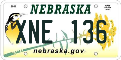 NE license plate XNE136