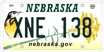 NE license plate XNE138