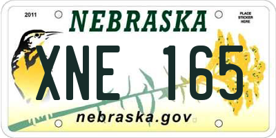 NE license plate XNE165