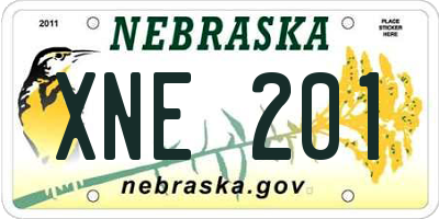 NE license plate XNE201