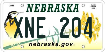 NE license plate XNE204