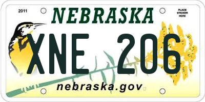NE license plate XNE206