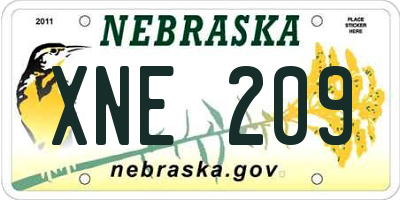 NE license plate XNE209