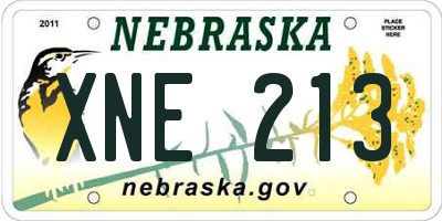 NE license plate XNE213