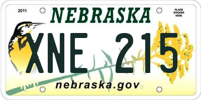 NE license plate XNE215