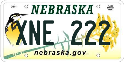 NE license plate XNE222