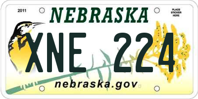 NE license plate XNE224