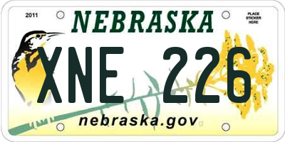NE license plate XNE226