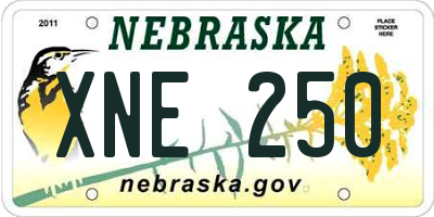 NE license plate XNE250