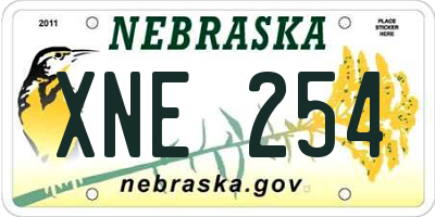 NE license plate XNE254