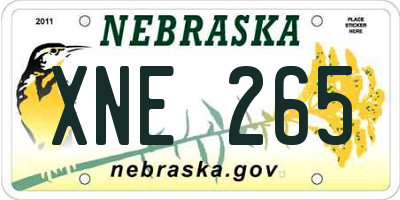 NE license plate XNE265