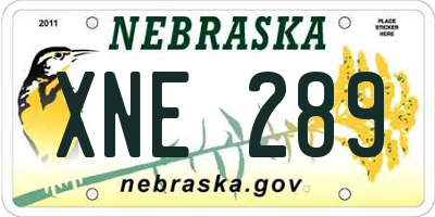 NE license plate XNE289