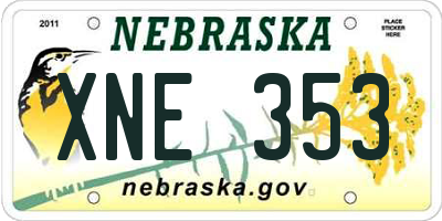 NE license plate XNE353