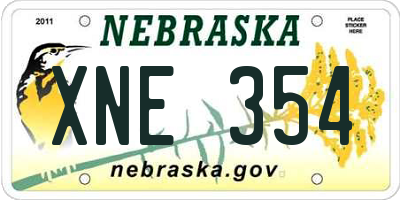 NE license plate XNE354