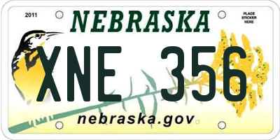 NE license plate XNE356
