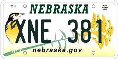 NE license plate XNE381